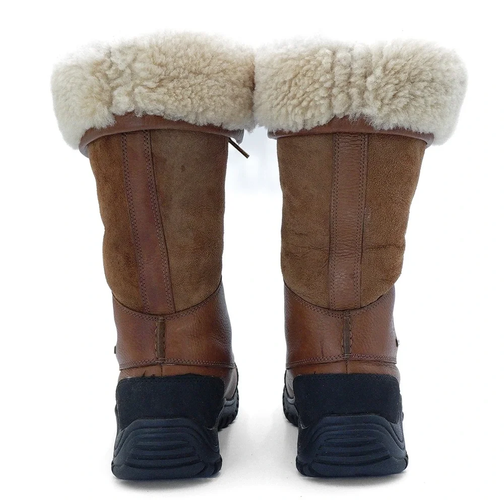 UGG Womens US 7 Chestnut Adirondack Boot Tall III Leather Fur Lined Winter Boots
